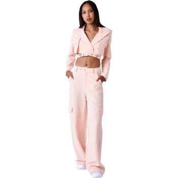 Project X Paris Women's Tailored Cargo Trousers in Pale Peach