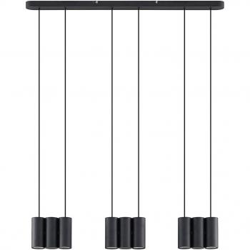 Lámpara colgante Lucande Cesur, moderna, nueve luces, color negro, material metal e.o., para salón y comedor, con 9 llamas GU10