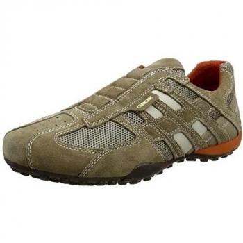 Geox Snake Scam+Mesh Men's Basketball Sneakers - Beige/Dark Orange