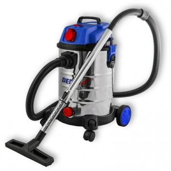 Aspiradora Industrial Dedra 1400W, 30L, Acero Inoxidable, Función de Soplado, Filtro HEPA