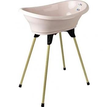 Bañera ThermoBaby Kit Vasco - Bañera con termómetro integrado, diseño ergonómico, material antideslizante, fácil de limpiar, incluye soporte y tapón de drenaje