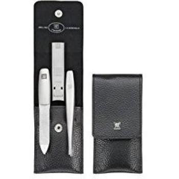 Zwilling J.A. Henckels Estuche de Manicura de Cuero Genuino Negro, 3 Piezas