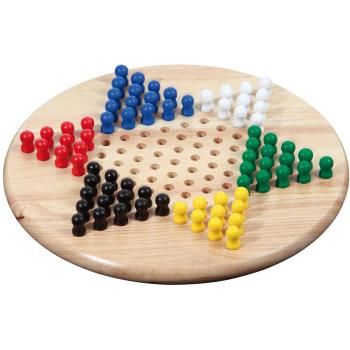 Philos Round Halma Game - Wooden Strategy Board Game for 1-2 Players, Hevea Wood