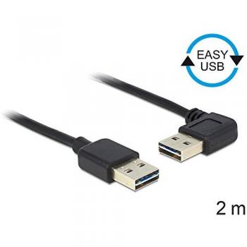 Cable USB-A M/M 2.0 2M Easy-USB Angulado Izquierda/Derecha Negro DeLock