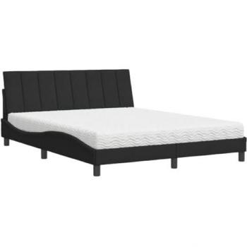 Cama con colchón terciopelo negro 160x200 cm