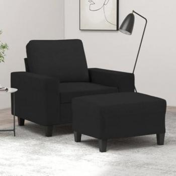 Sillón con reposapiés negro 60 cm en tela
