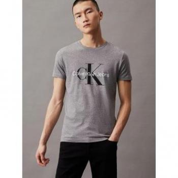 Camiseta Calvin Klein Jeans para hombre Core Monogram Slim gris, manga corta, talla S