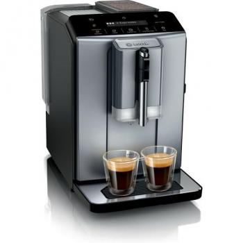 Cafetera superautomática Bosch TIE20504, 15 bar, 1300 W, SensoFlow System, OneTouch, 2 tazas, color metálico titanio diamante
