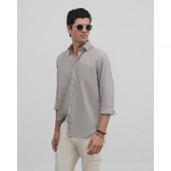 Camisa de hombre corte slim lisa en color gris medio