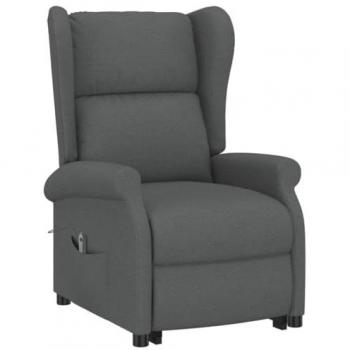 Sillón elevable ergonómico de tela gris oscuro con sistema de elevación y reclinable