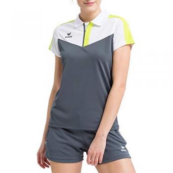 Erima Women's Squad Short Sleeve Polo Shirt White / Slate Grey / Bio Lime 38
