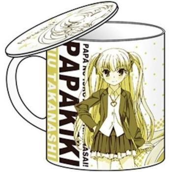Listen to what you say daddy! bird feather with lid mug