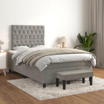 Cama box spring de muelles con colchón gris claro 120x200 cm Terciopelo