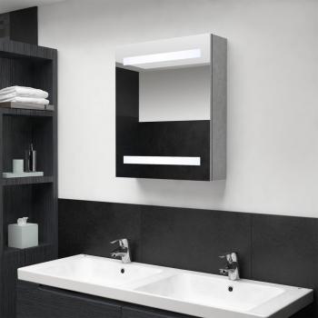 Mueble de baño con espejo y LED gris hormigón 50x14x60 cm