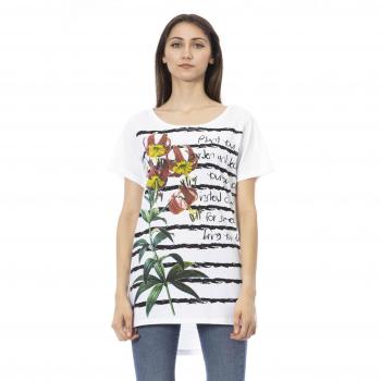 Trussardi Action White Cotton Tops & T-Shirt - XL, Elegant White T-Shirt with Front Print, Female, Multicolor, Size: XL