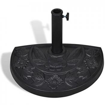 vidaXL Black Resin Half Round Parasol Base