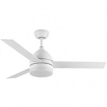 Ventilador de Techo Legio 26W con Luz Fabrilamp - Color Blanco, Tres Aspas Reversibles Blanco/Haya, Seis Velocidades Ajustables, Tres Temperaturas de Luz, Control Remoto, Memoria