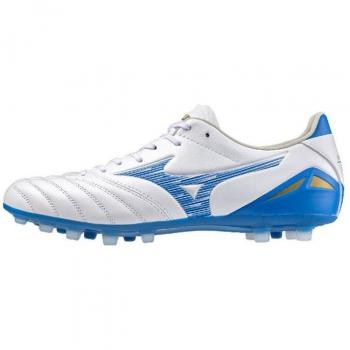 Botas de fútbol Mizuno Morelia Neo IV Pro AG blancas, número 40.5, diseñadas para césped artificial