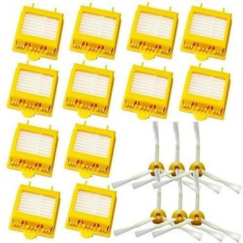 LETS SHOPPING Reposición Pack Cepillos Kit para iRobot Roomba aspiradora serie 700-Para 6 Side Brushes 3-Armed & 12 filtros HEPA