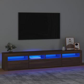 Mueble para TV con LED Roble Marrón Claro 210x35x40 cm