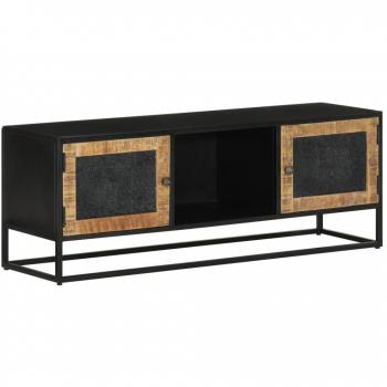 Soporte de TV de hierro y madera maciza de mango 110x30x40 cm, color marrón