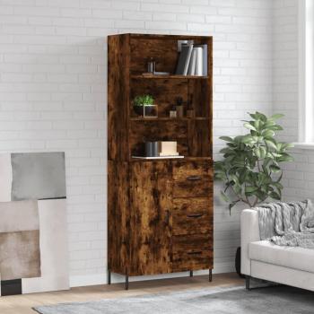 Aparador alto de madera contrachapada roble ahumado 69,5x34x180 cm