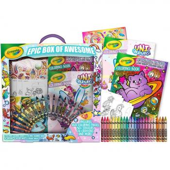 Crayola - Super Set Creativo 4 libros, 24 ceras, stickers