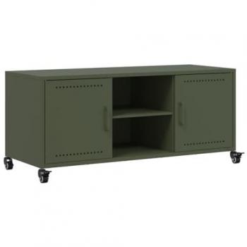 Mueble de TV de acero verde oliva 100,5x39x43,5 cm