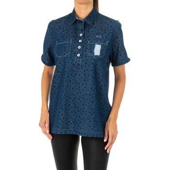 Camisa de mujer La Martina manga corta con cuello de solapa LWC007