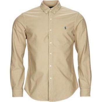 Ralph Lauren Men's Fitted Long Sleeve Casual Sport Shirt - Beige Ecru, Size 2XL