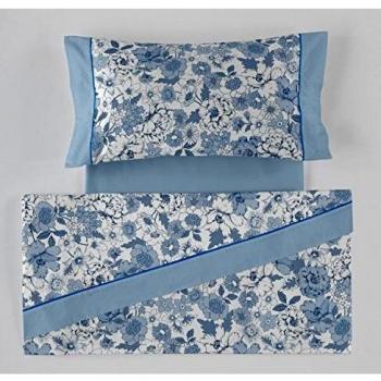 ES-Tela - Juego de sábanas Estampadas Erica Color Azul