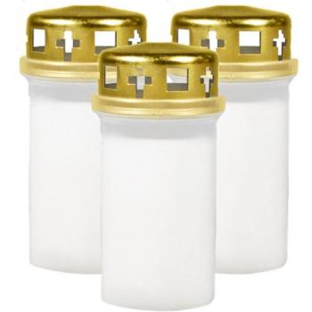 Gebrenner – Juego de 3 velas de noche y cenefa, 12 cm, color blanco