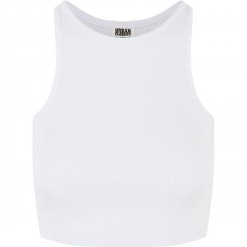 Urban Classics Women's Organic Cotton White Cropped Rib Top - L