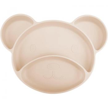Bear Silicone Divided Suction Plate Beige