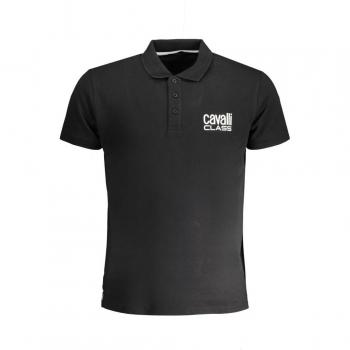 Cavalli Class Black Cotton Polo Shirt - XL, Male, with Print
