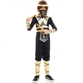 Disfraz de Ninja Kombat Serpiente negro y dorado para niños