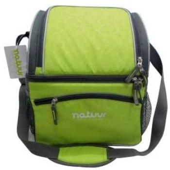 Nevera flexible de camping verde y gris 15 litros 29x22x33 cm