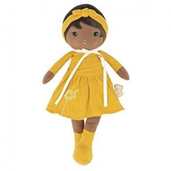 Muñeca de trapo Naomie 32 cm Tendresse - Kaloo K200009 - Muñeca de Tela con Vestido Amarillo, Bonita Caja de Regalo y Cinta Personalizable, apta desde el nacimiento