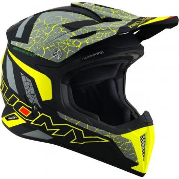 Suomy Casco de Cross X-Wing Reel Flúor Mate-Amarillo con diseño aerodinámico, sistema de ventilación avanzado, interior desmontable y lavable, homologación ECE 22.05, visera ajustable