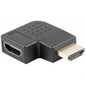 Lanberg AD-0036-BK Adaptador HDMI Macho a HDMI Hembra con Ángulo de 90 Grados a la Derecha, Color Negro