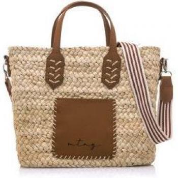 Mustang Batu Beige/Marrón Bolso de Mano para Mujer con Cierre de Cremallera y Multiposición Estilo Capazo