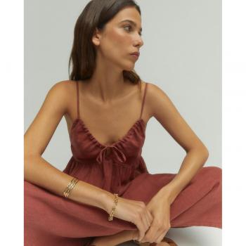 Vestido midi de lino bordado con tirantes Tintoretto