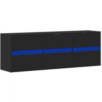 Mueble de TV de pared con luces LED negro 130x31x45 cm
