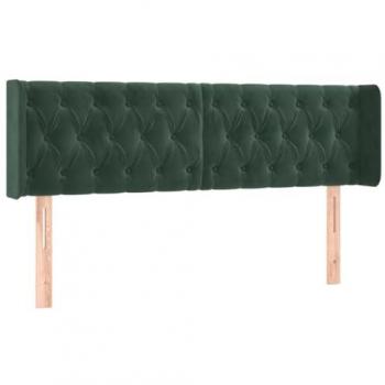 Cabecero con LED de terciopelo verde oscuro 163x16x78/88 cm