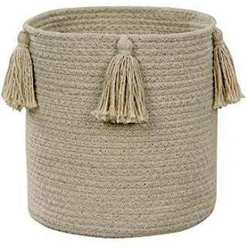 Happy Decor Kids -Cesta Pom-Pom S 100% Algodón Natural -Natural- 22x21x21