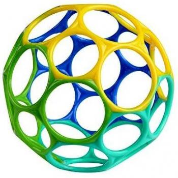 Bright Starts - Pelota Oball Classic Easy-Grasp, juguete sensorial flexible y ligero para niños de todas las edades (colores azul, verde y amarillo)