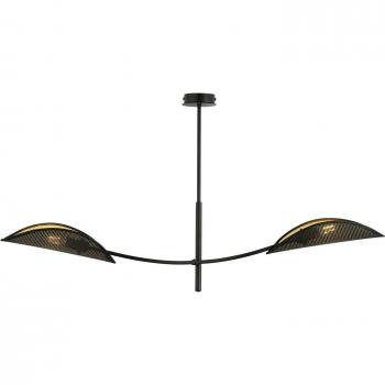 Plafón de techo EMIBIG LIGHTING Lotus, negro/oro, 2 luces, metal, altura 60 cm, longitud 103 cm