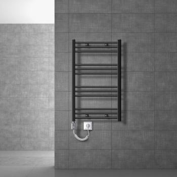 LuxeBath Calentador Eléctrico de Baño Sahara 600W 600x800 mm Antracita Conexión Lateral Recta con Termostato y Pantalla Digital