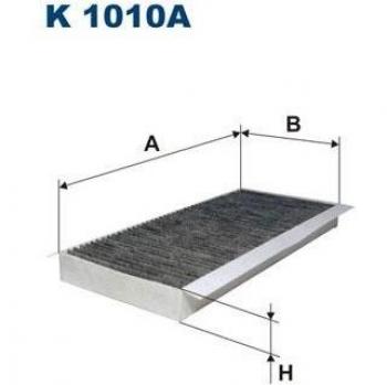 Filtro de habitáculo FILTRON K 1010A con sistema de calefacción, diseñado para mejorar la calidad del aire en el interior del vehículo, filtrando polvo, polen y otros contaminantes