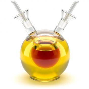 Balvi - Sfera aceitera Doble. Aceitera y vinagrera esférica de 125 ml en Vidrio. Sistema antigoteo